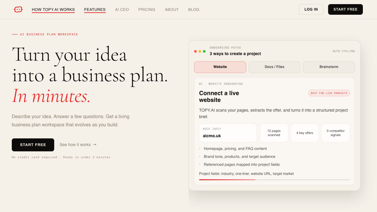 Startup AI Hub by TOPY.AI 网站截图