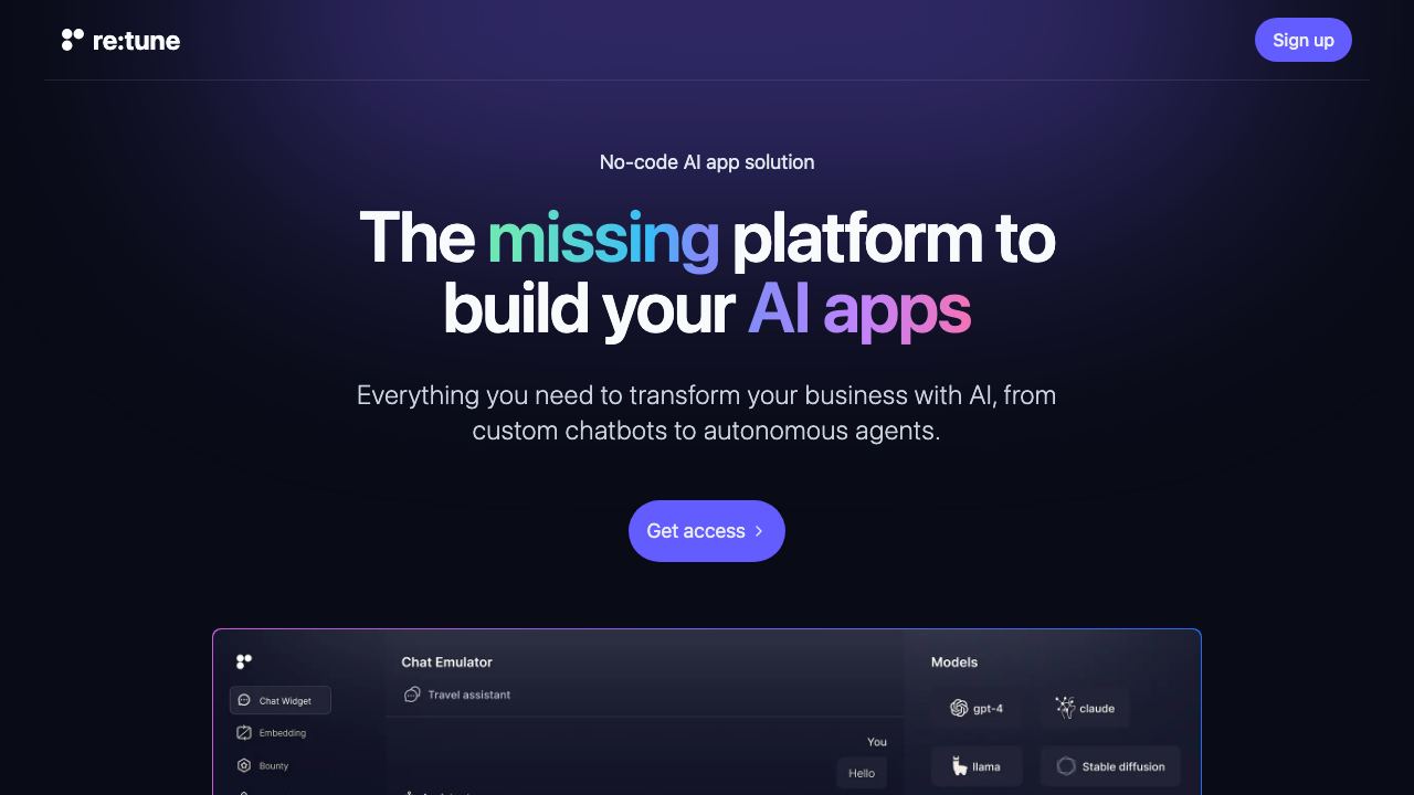 re:tune website screenshot