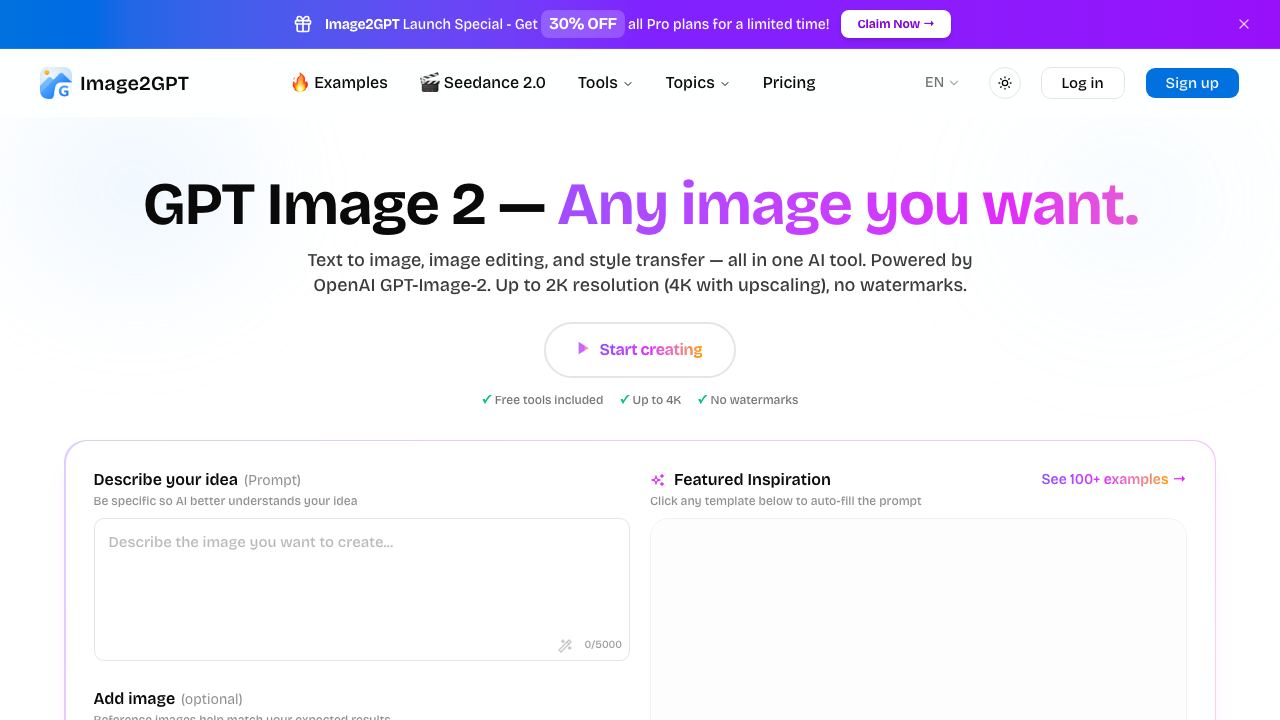 Image2GPT website screenshot