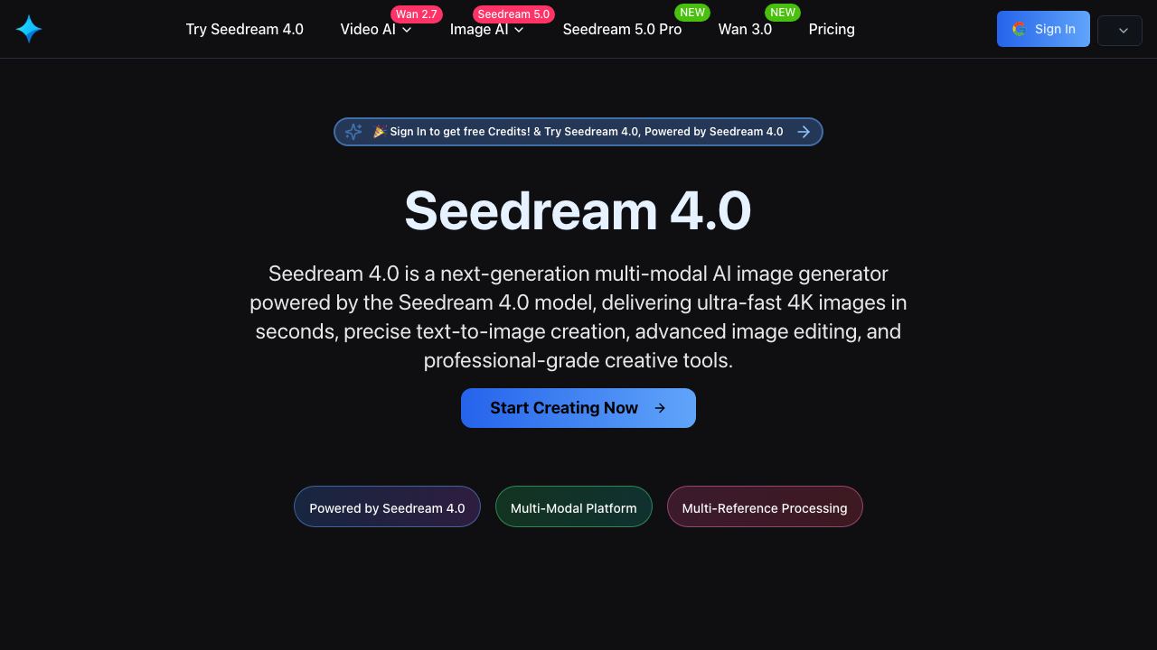 Seedream-4.0 网站截图