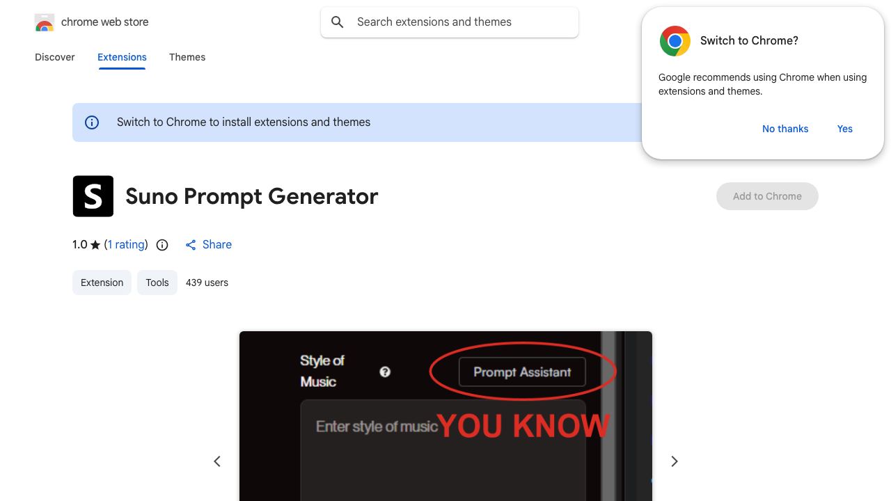 Suno Prompt Generator 网站截图