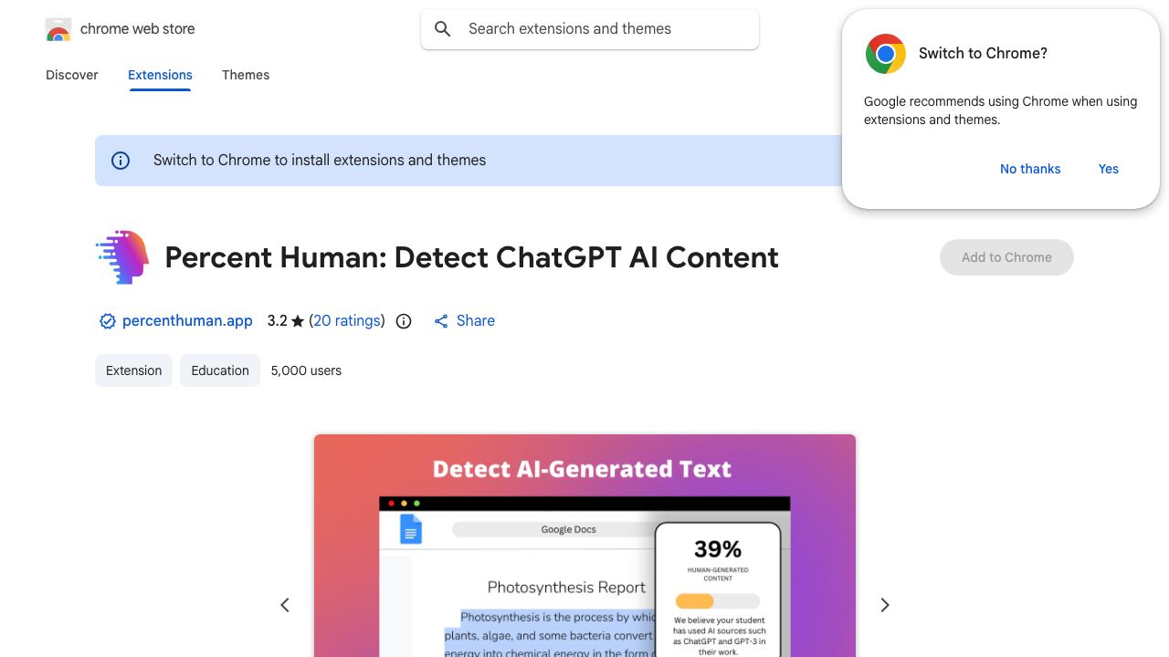 Percent Human: Detect ChatGPT AI Content 网站截图