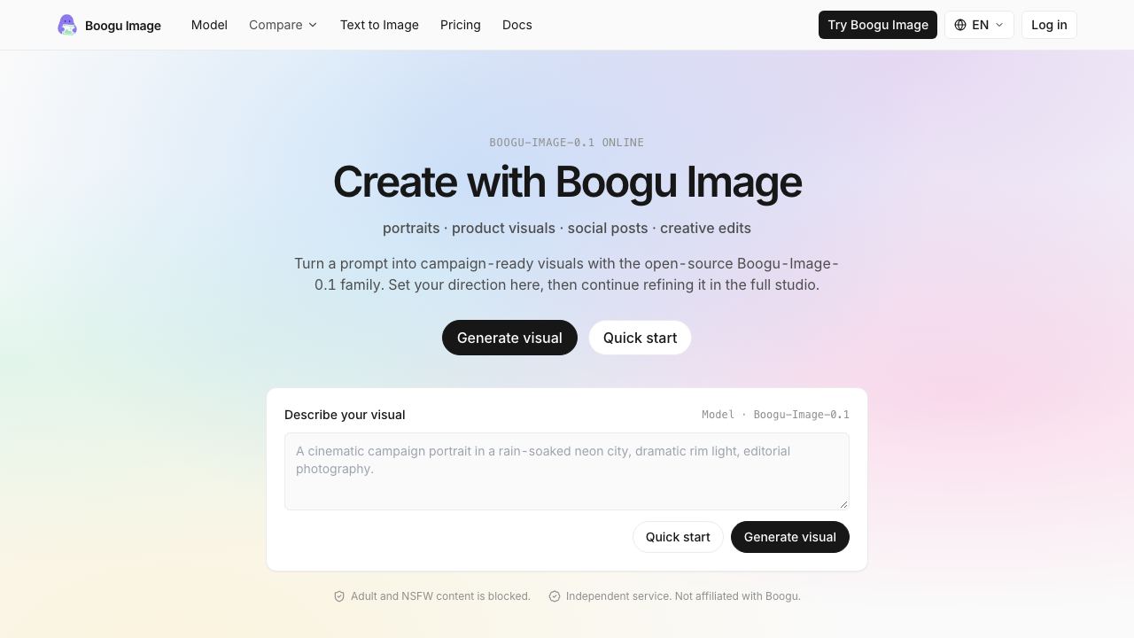 Boogu Image 网站截图