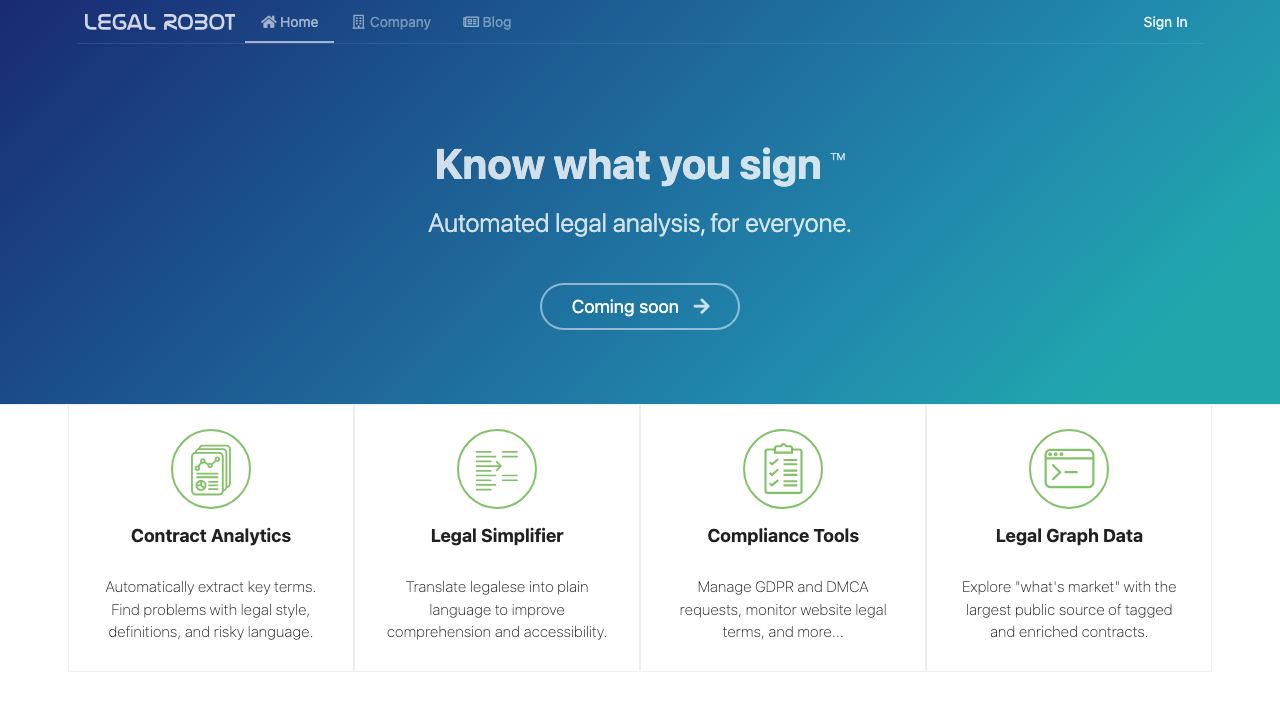 Legal Robot 网站截图