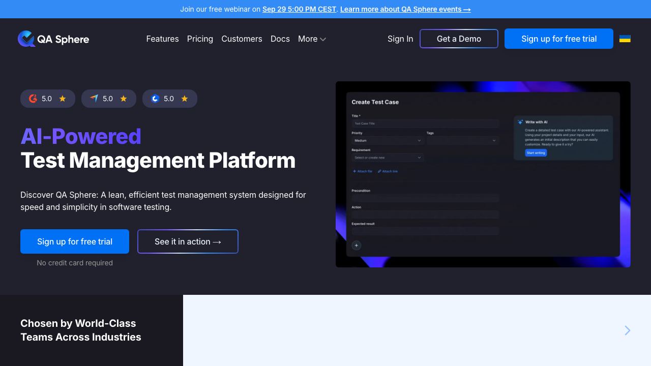QA Sphere website screenshot