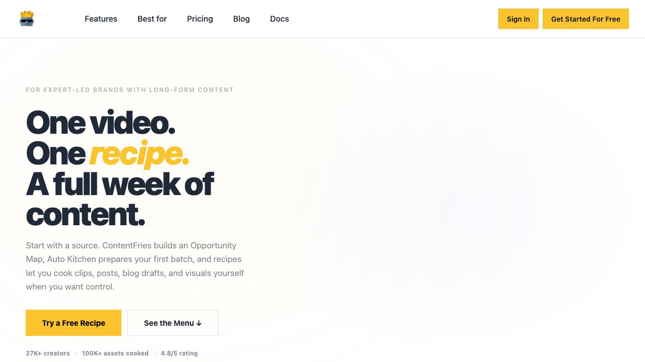 ContentFries website screenshot