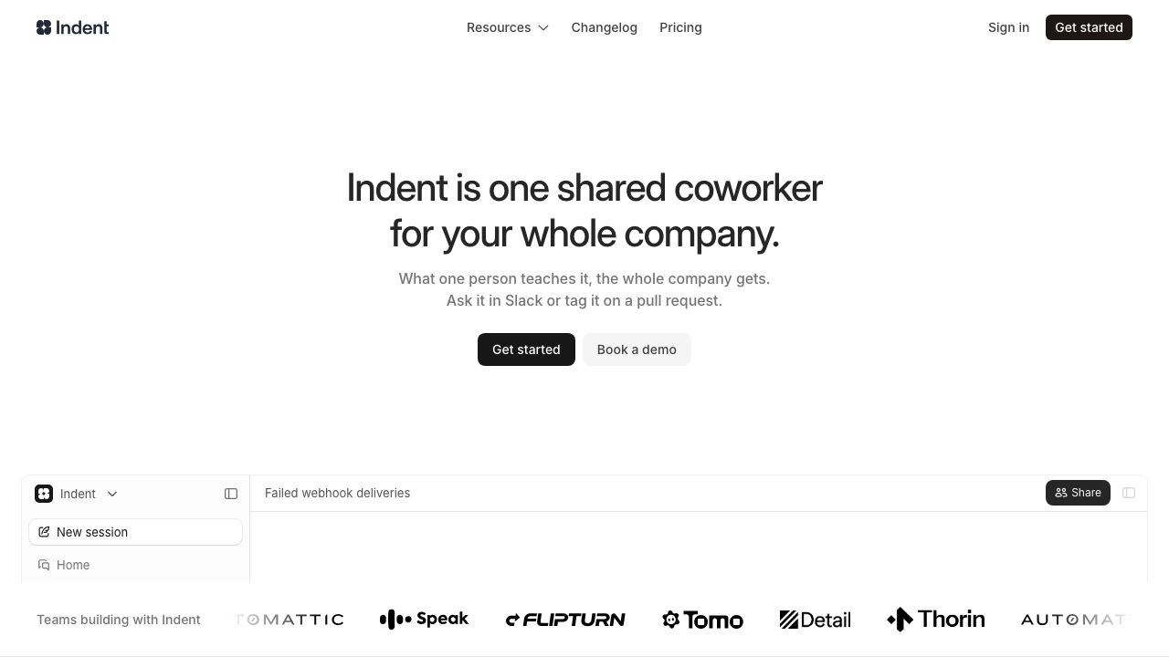Indent website screenshot
