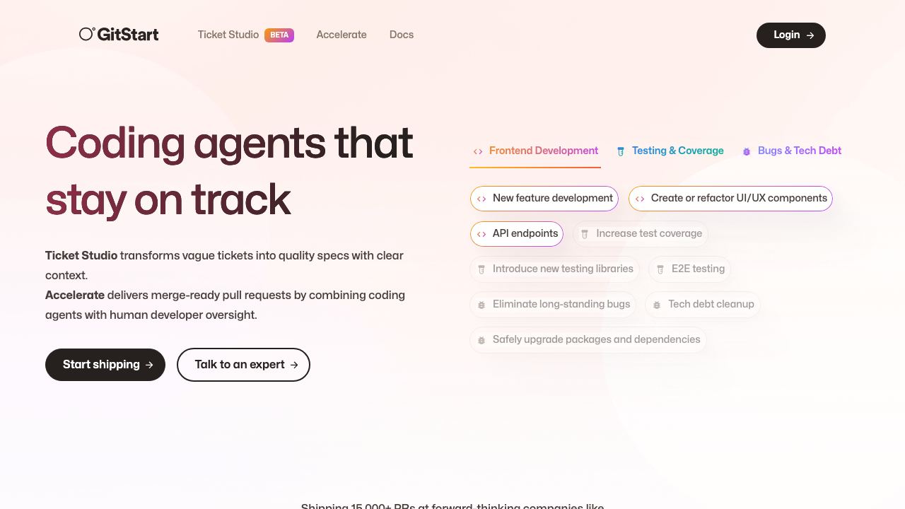 ◯˚GitStart AI Ticket Studio 网站截图