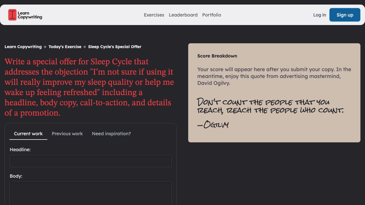 Learn Copywriting website screenshot