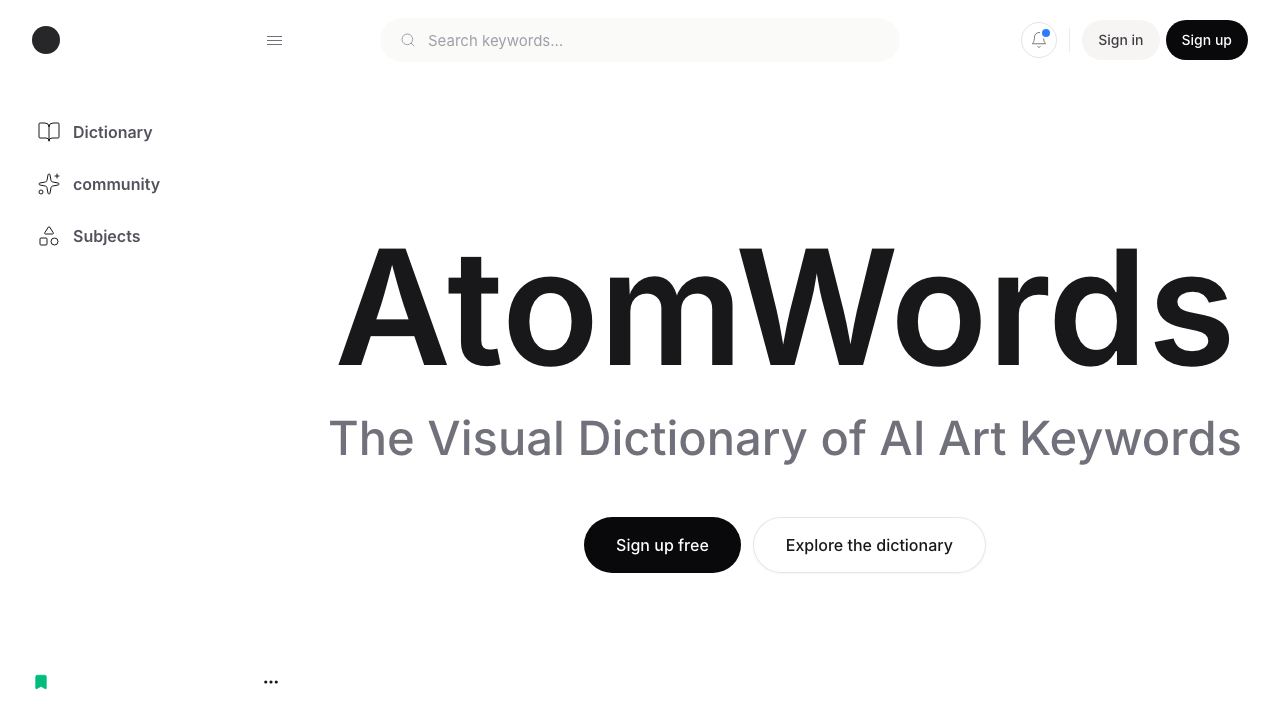 AtomWords website screenshot