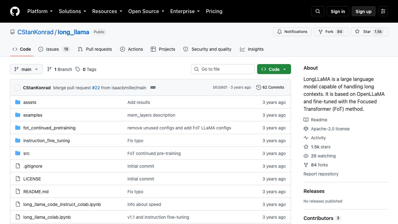 LongLLaMa website screenshot