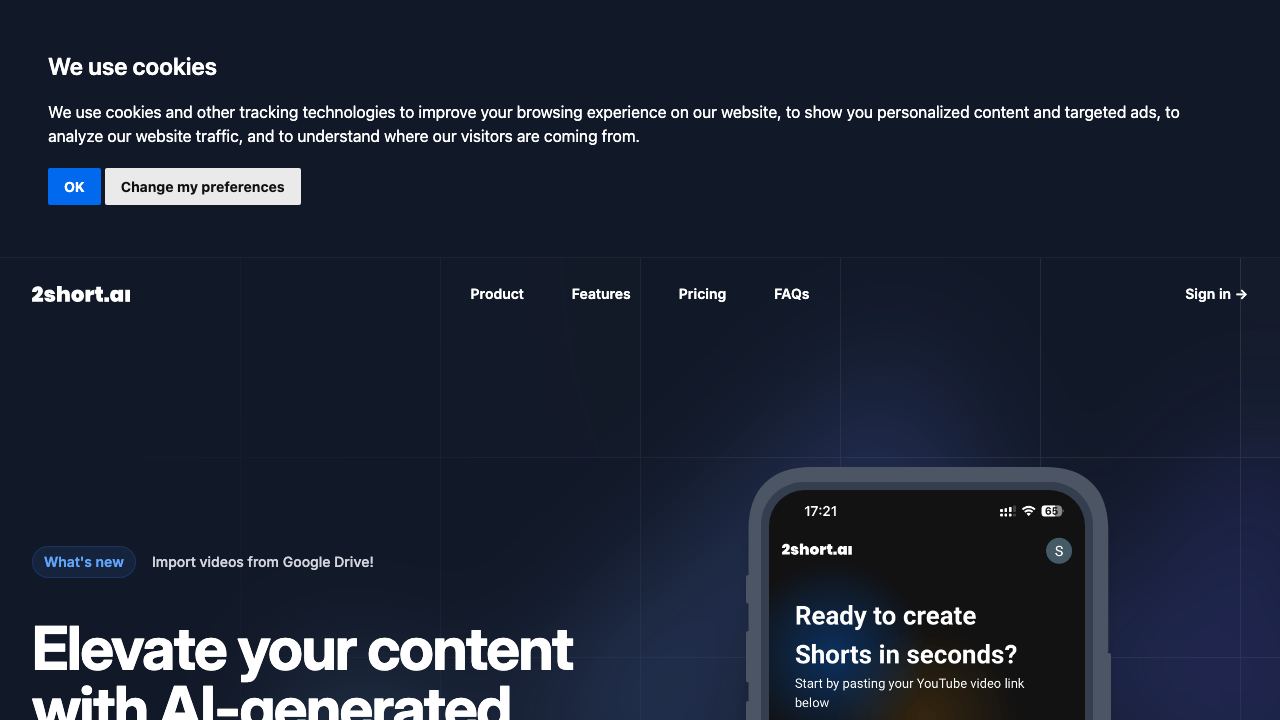 2short.ai website screenshot
