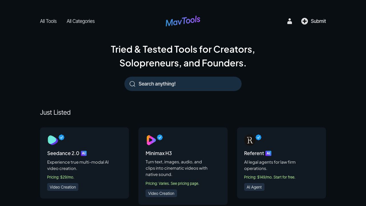 MavTools website screenshot