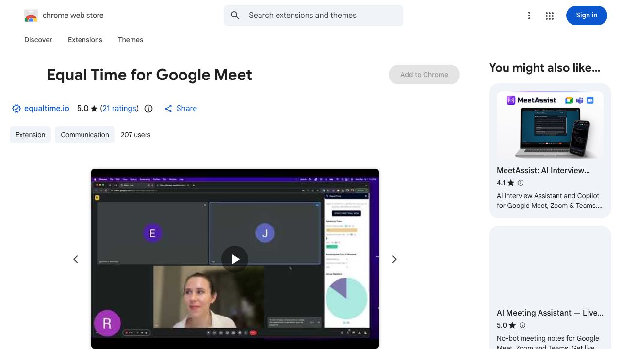 Equal Time for Google Meet website screenshot