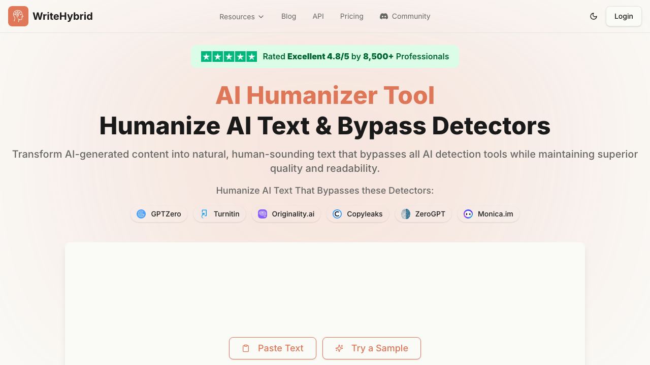 WriteHybrid 网站截图
