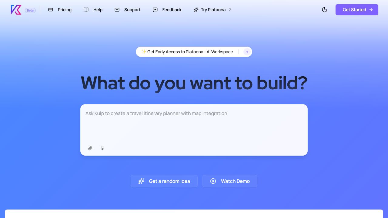 Kulp.AI website screenshot