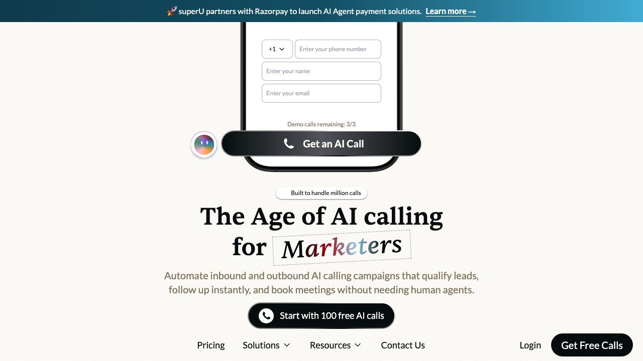 SuperU AI 网站截图