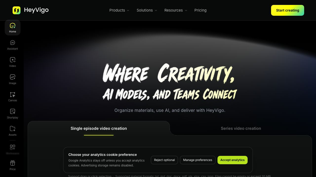 HeyVigo AI website screenshot