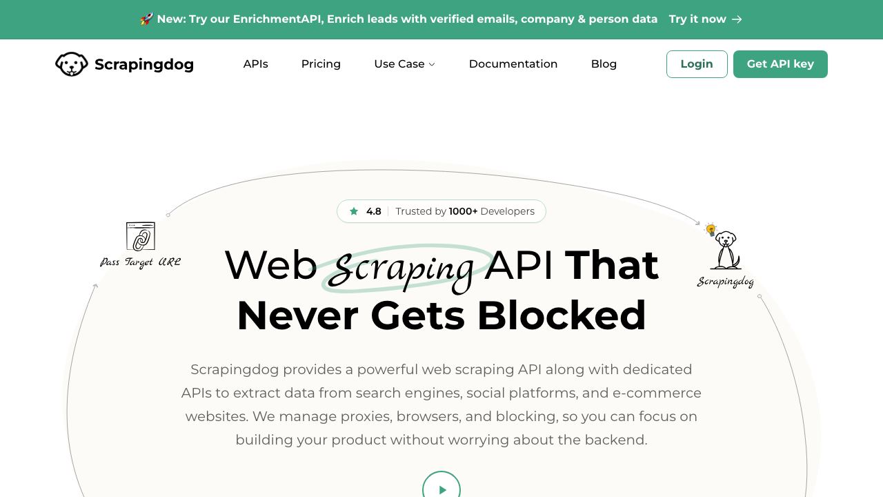 Scrapingdog 网站截图