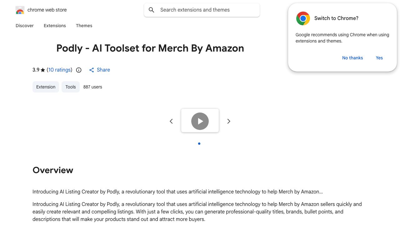 Podly - AI Toolset for Merch By Amazon website screenshot