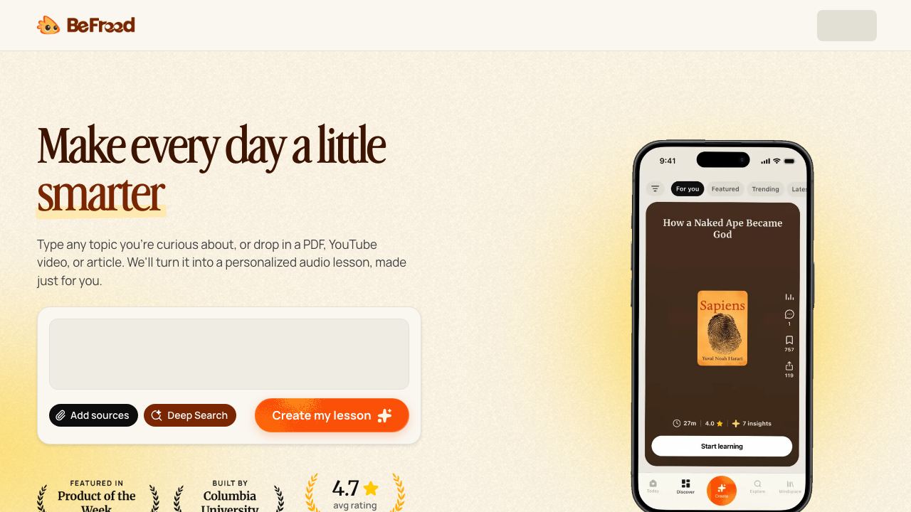 BeFreed website screenshot