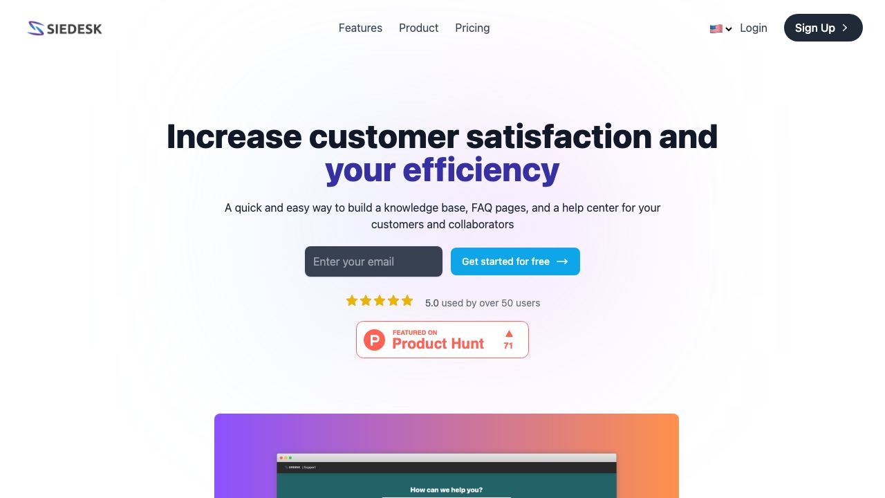 Siedesk - Help Center & Knowledge Base 网站截图