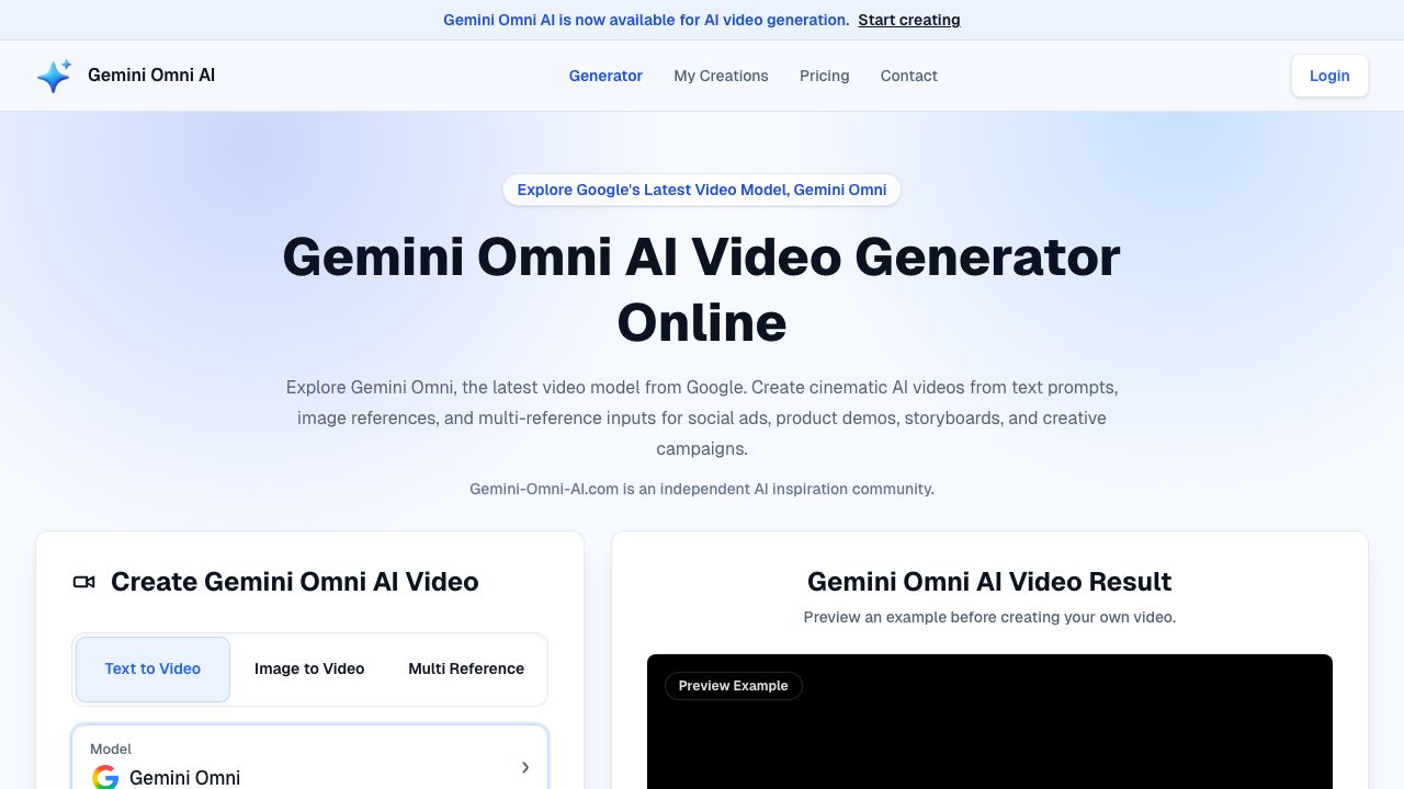 Gemini Omni AI 网站截图