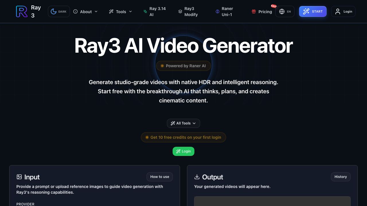 Luma Ray3AI 网站截图