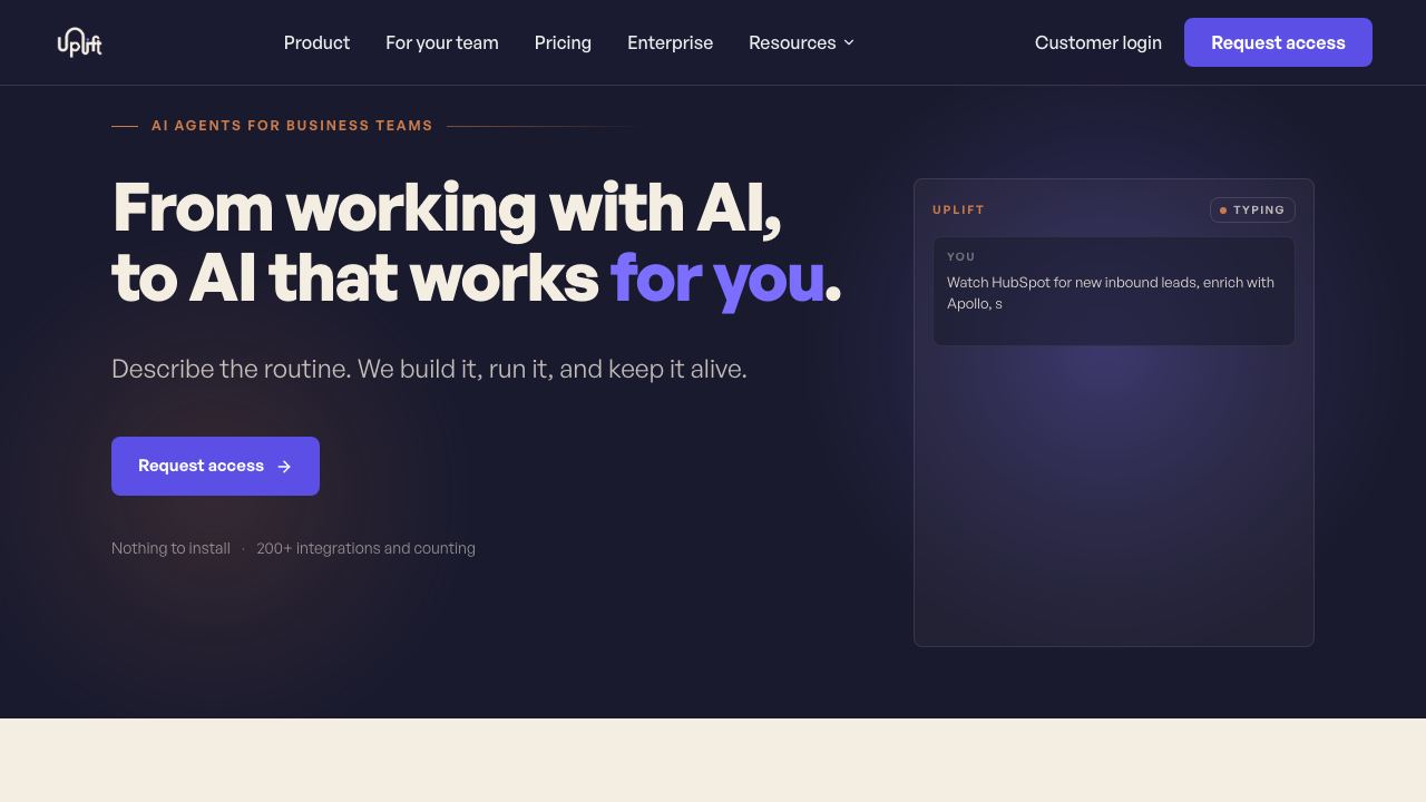 Uplift website screenshot