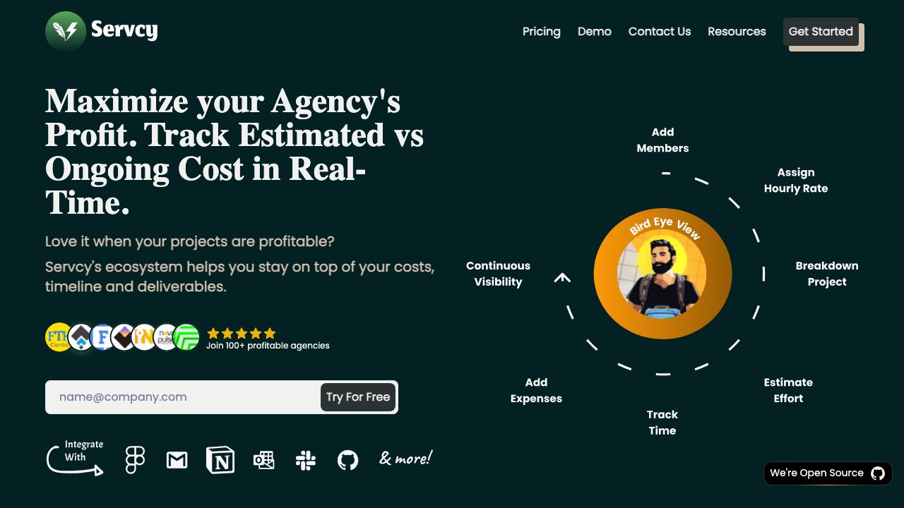 Servcy website screenshot