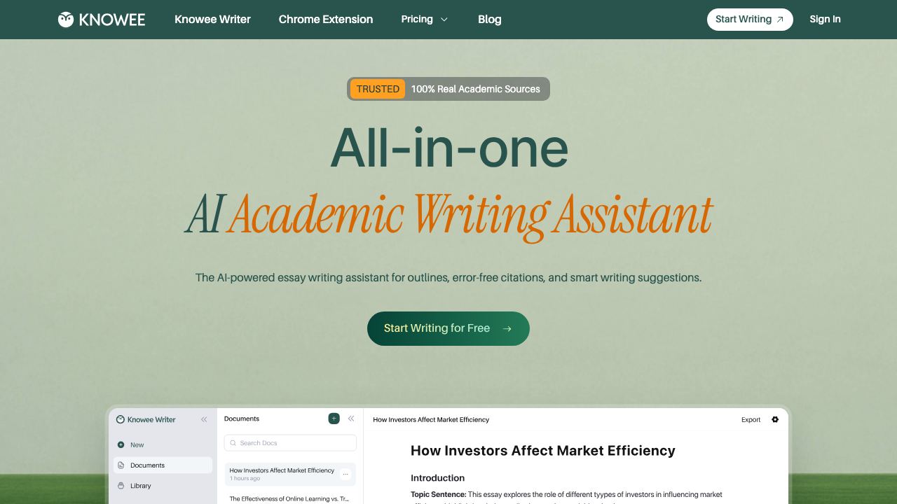Knowee AI website screenshot
