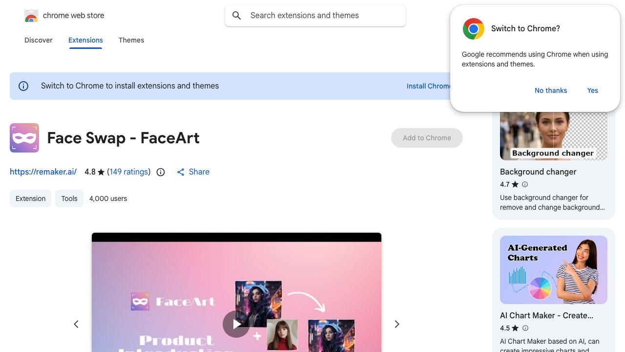 Face Swap - FaceArt website screenshot