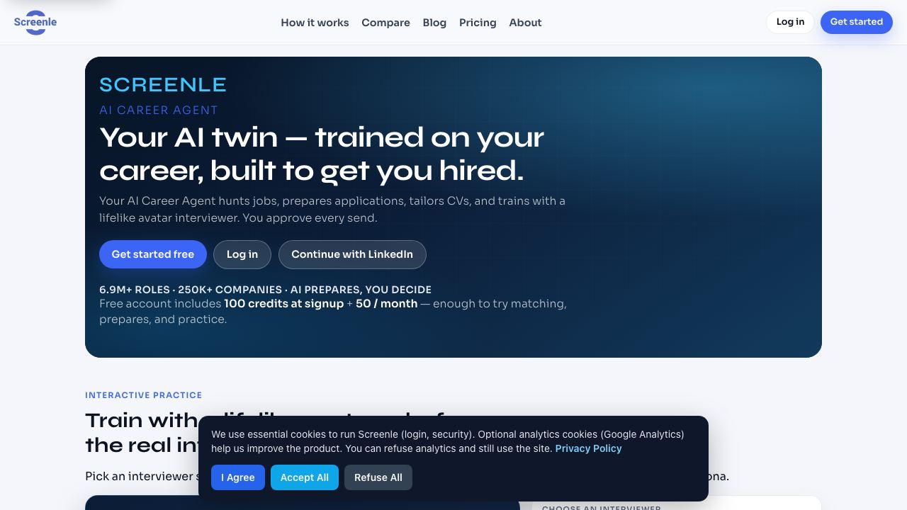 Screenle website screenshot