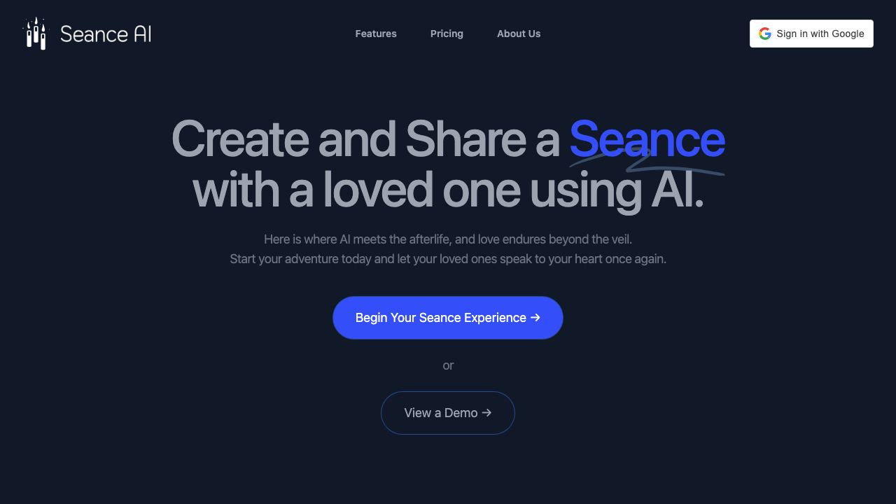 Seance AI 网站截图