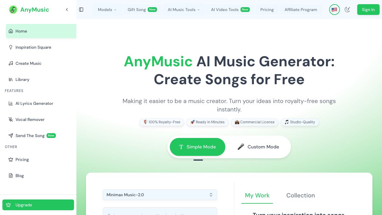 AnyMusic 网站截图