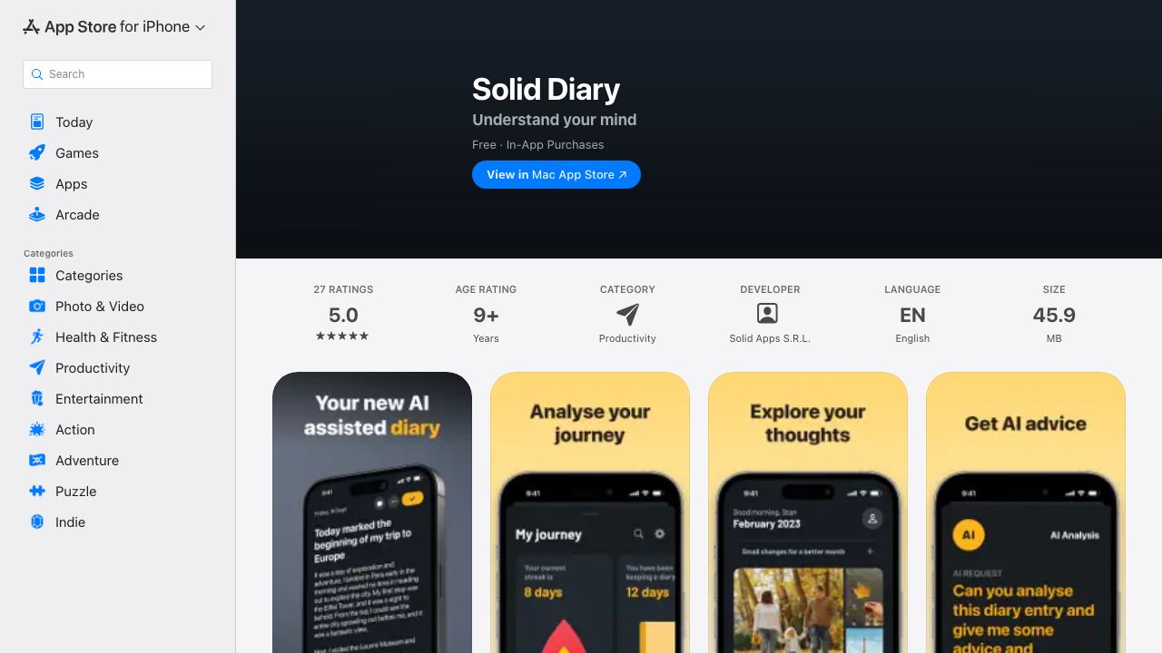 Solid Diary - AI Journal 网站截图