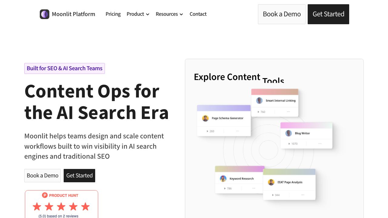 Moonlit Platform website screenshot