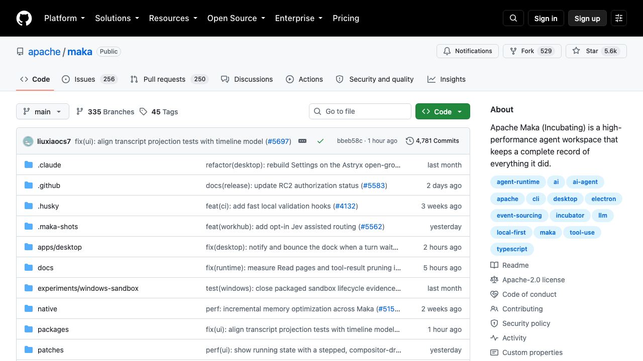 Apache Maka website screenshot