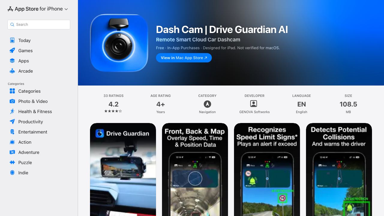 Drive Guardian AI | Dash Cam 网站截图