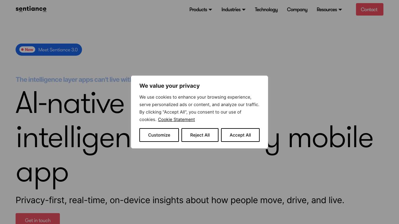 sentiance.com 网站截图