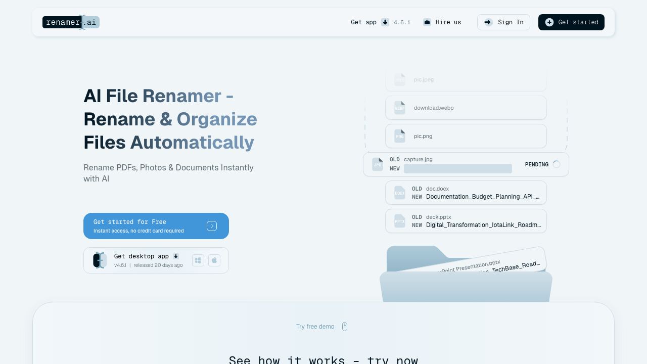 Renamer.ai 网站截图