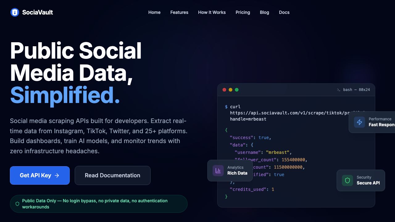 SociaVault 网站截图
