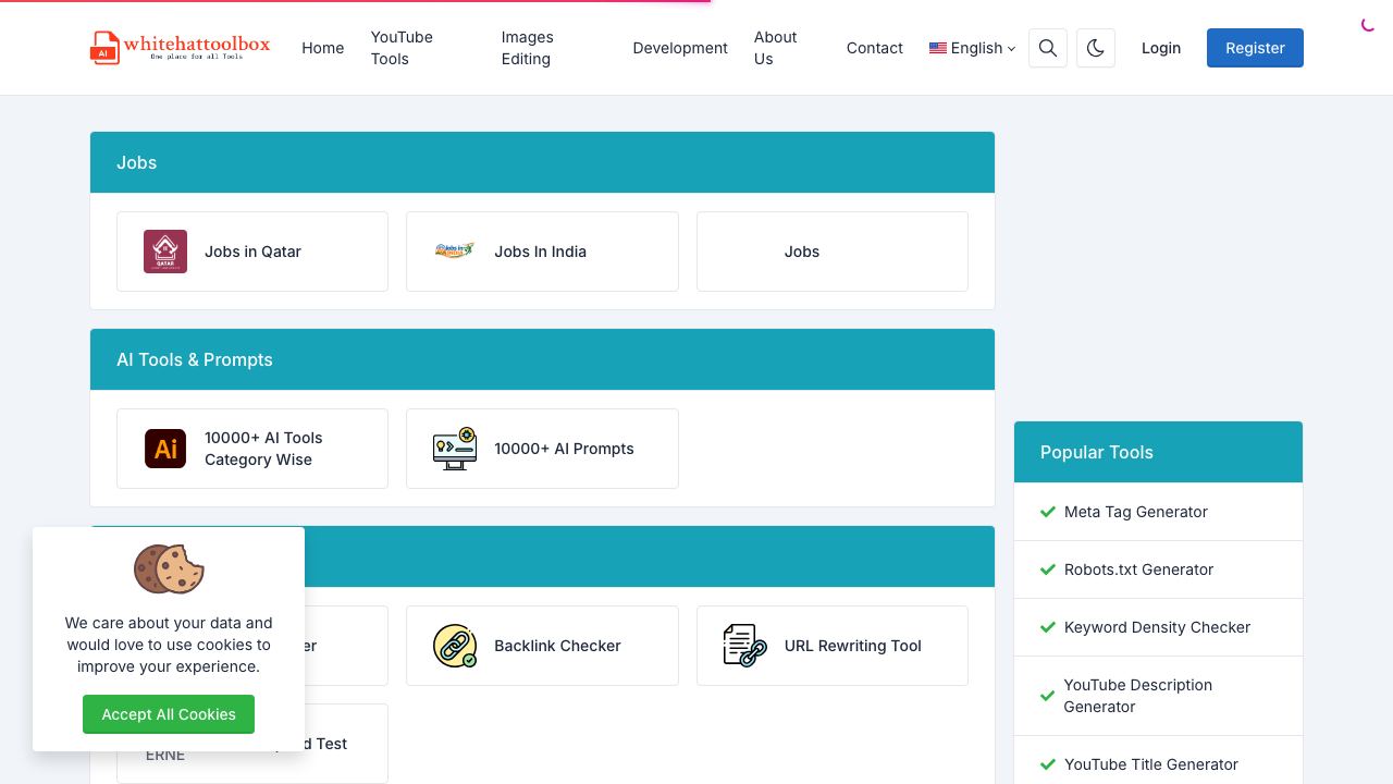 Whitehattoolbox website screenshot
