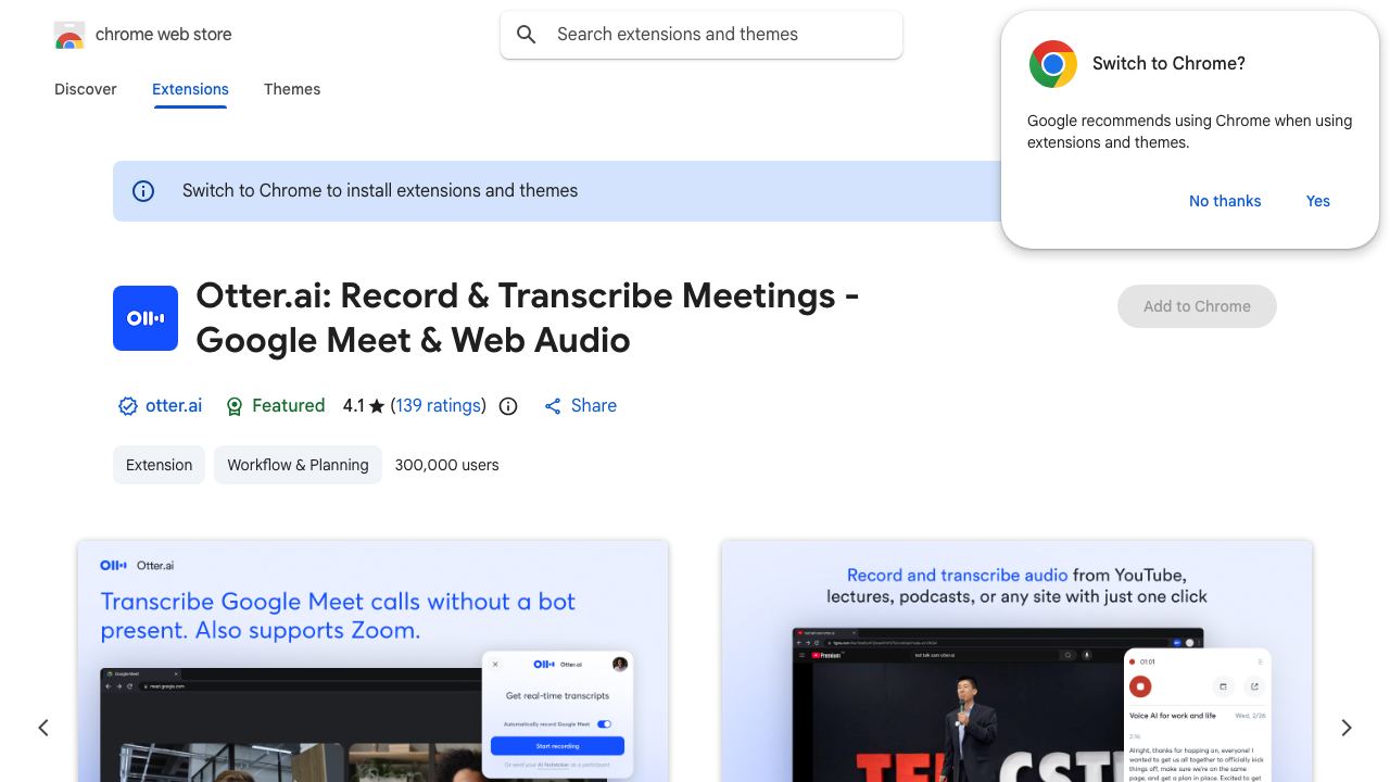 Otter.ai: Record and transcribe meetings website screenshot