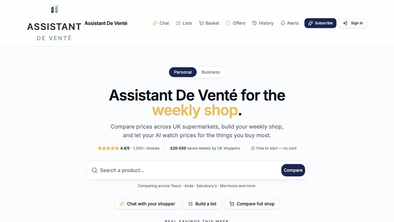 Assistant De Venté 网站截图