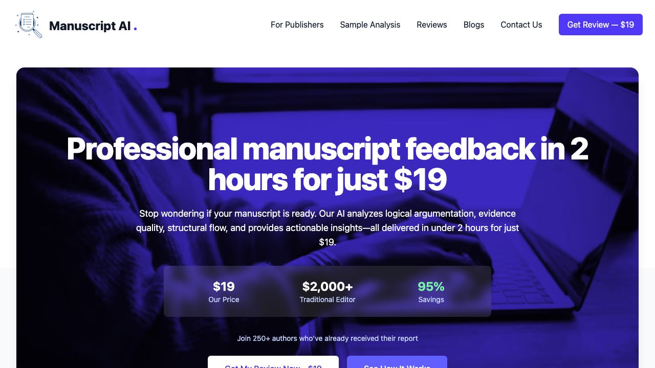 Manuscript AI website screenshot