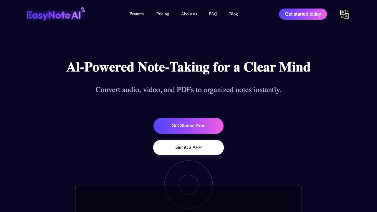 EasyNoteAI 网站截图