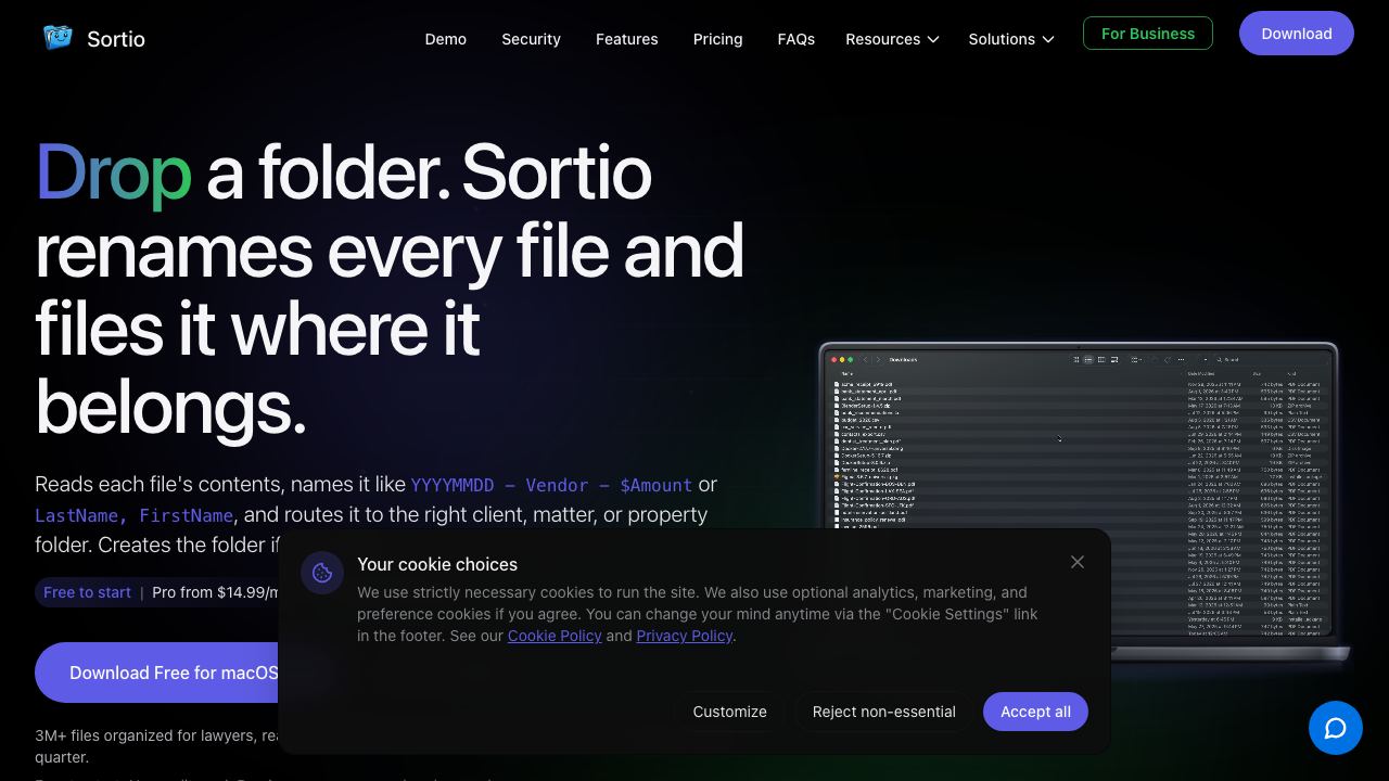 Sortio website screenshot