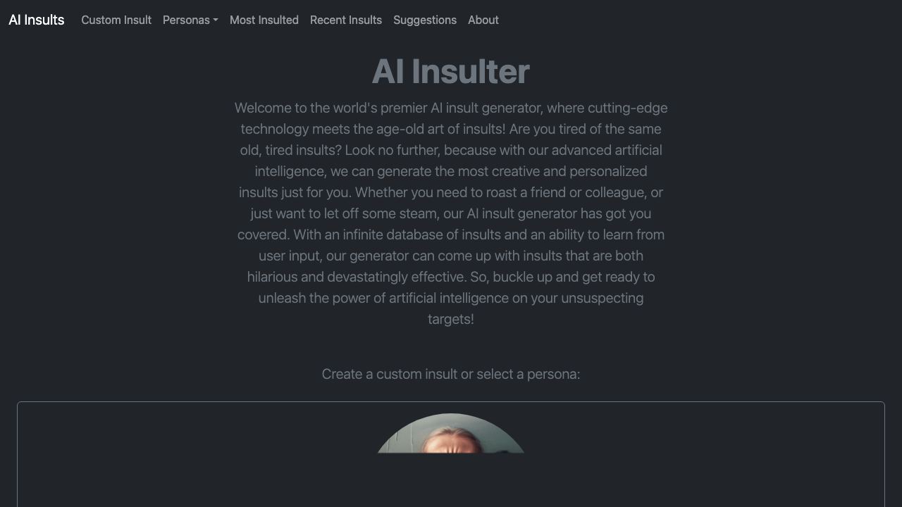 AI Insult Generator website screenshot