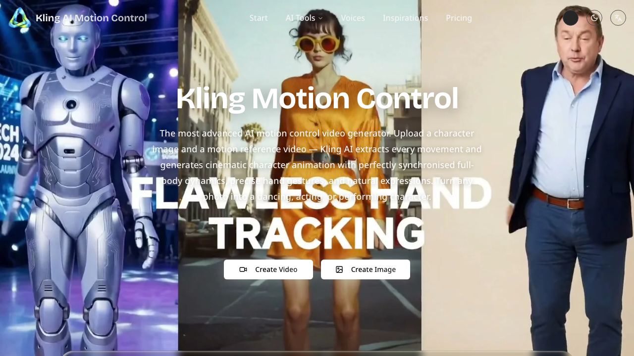 Kling AI Motion Control website screenshot